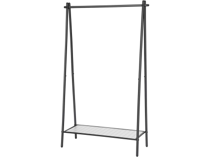 Praktický šatní regál STEEW černý 92,5x153 cm s odkládací policí