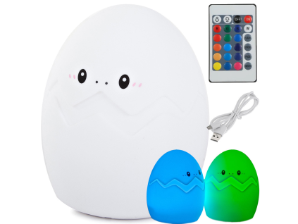 LED dětská noční lampička EGG 12,5 cm bílá – bezpečné světlo pro děti