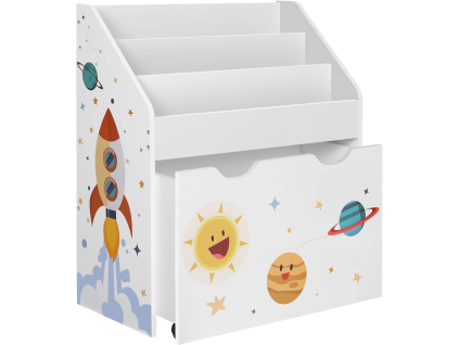 Dětská knihovna KIDS 62,5x29,5x70 cm bílá – praktický úložný prostor