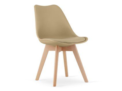 Designová béžová židle BALI MARK s nohami z masivního buku