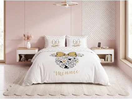 Dětské povlečení MINNIE GOLD bílé