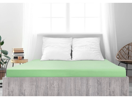 Světle zelené jersey prostěradlo z mako bavlny LUXORA 180 x 200 cm pro pohodlný spánek