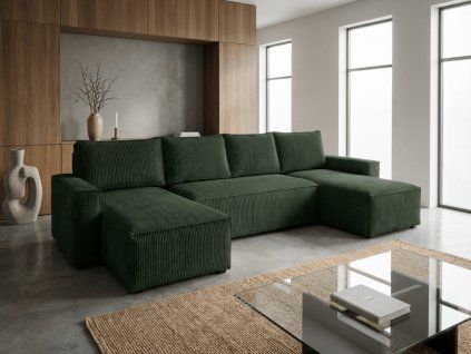 76967 1 tmave zelena sedaci souprava do u smart cosaro 295x140 cm s vyraznym designem a hlubokym posezenim