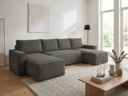 76988 2 tmave seda sedaci souprava do u smart cosaro 295x140 cm s hlubokym sedem a zebrovanym calounenim