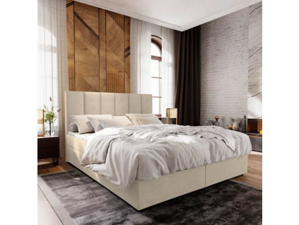 Luxusní čalouněná postel boxspring MERALIS 140x200 cm béžová