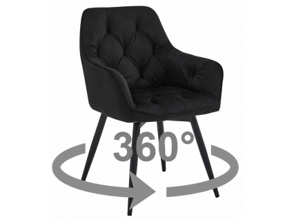 Elegantní otočné jídelní křeslo JORK360 VELVET černé do moderní jídelny