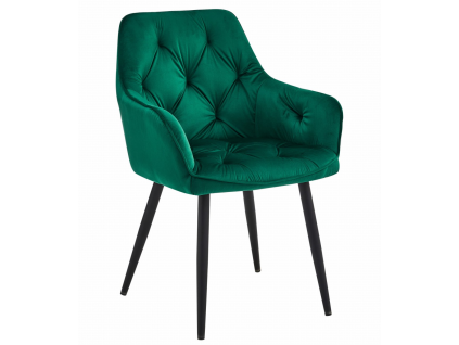 Elegantní jídelní křeslo JORK VELVET tmavě zelené v sametovém provedení