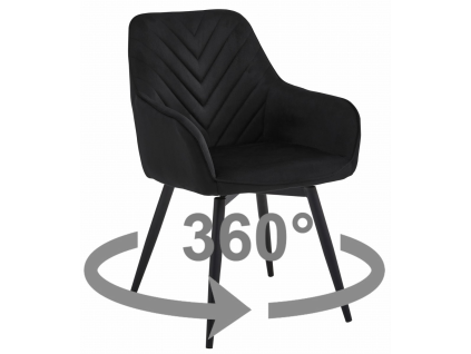 Otočné jídelní křeslo NANA360 VELVET černé s čalouněním