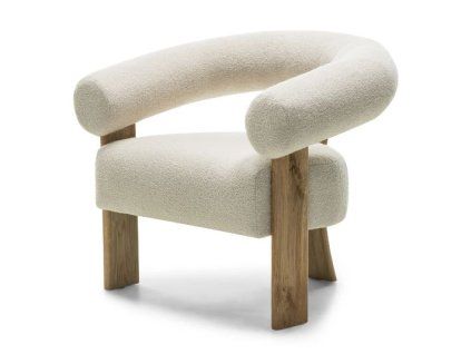 Designové křeslo KOKEI krémové – jemný styl s dubovými nohami