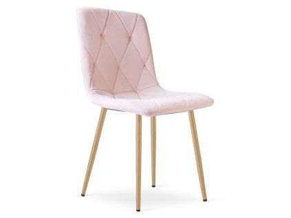 Elegantní sametová jídelní židle LIBRA světle růžová