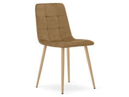 85746 elegantni hneda sametova zidle kara s drevenymi nohami do jidelny i pracovny 1