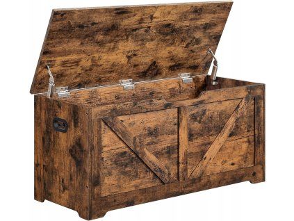Úložný box TAYLOR 100x40 cm rustikálně hnědý s víkem