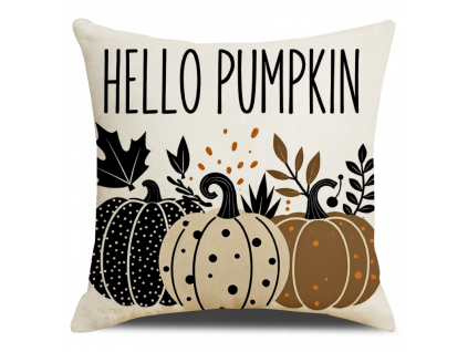 Podzimní povlak na polštář HELLO PUMPKIN 45x45 cm s dýněmi