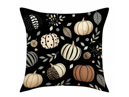Černý povlak na polštář PUMPKIN NOIR 45x45 cm s dýněmi