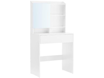Elegantní toaletní stolek LUNAVI bílý 70x40 cm se zrcadlem a úložným prostorem