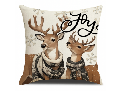Vánoční povlak na polštář DEER JOY 45x45 cm s motivem jelenů