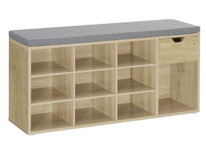 Botník s lavicí TAYLOR ARTISAN 104x30x48 cm se šedým sedákem a zásuvkou