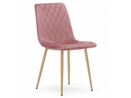 Elegantní růžová sametová židle TURIN do moderní jídelny