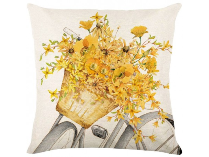 Lněný povlak na polštář VELOBLOOM 45x45 cm s motivem kola