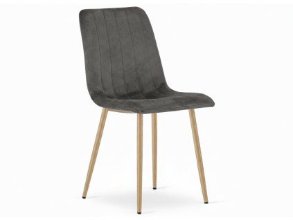 Tmavě šedá sametová židle LAVA GRAPHITE GRAY s kovovými nohami do moderní jídelny