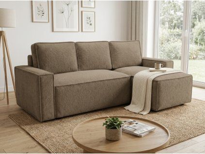 92721 2 rozkladaci sedaci souprava smart boucle tmave bezova do l s oboustrannym rohem