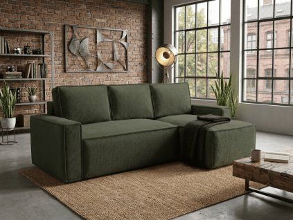 92727 8 rozkladaci sedaci souprava smart boucle tmave zelena do l s oboustrannym rohem