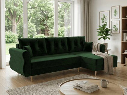 92910 2 rozkladaci oboustranna sedaci souprava do l silvano 230x140 cm tmave zelena do moderniho obyvaku