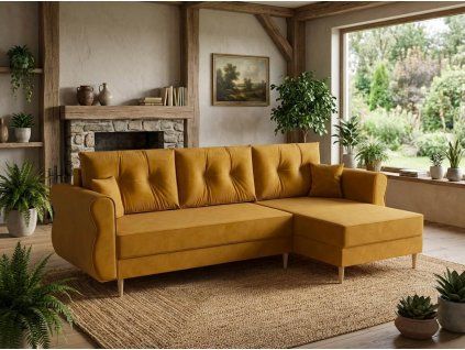 92988 rozkladaci oboustranna sedaci souprava do l silvano 230x140 cm horcicova do moderniho interieru