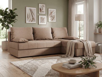 93448 6 rozkladaci oboustranna sedaci souprava do l venoria slim 200x143 cm bezova 2 polstarky zdarma