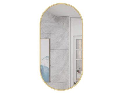 Elegantní oválné zrcadlo na zeď OLVANI 100x50 cm se zlatým rámem