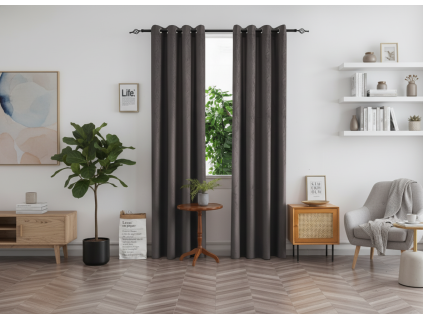 Designový závěs DUNES VELVET 140x250 cm tmavě šedý se zatemňovací funkcí