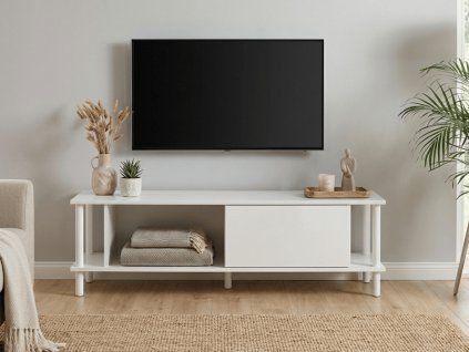TV stolek PARIS 150 cm bílá moderní design s úložným prostorem