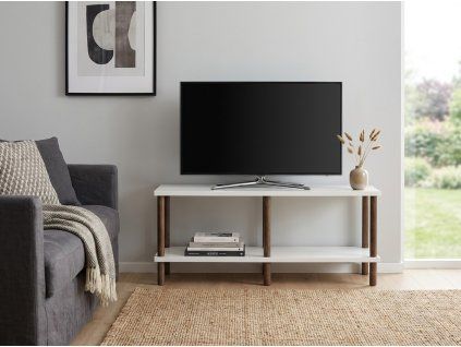 94633 5 tv stolek sole 120 cm bila moderni design s uloznym prostorem