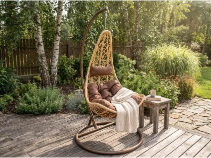 Žluté závěsné křeslo AMAZONIA se stojanem pro stylový relax na zahradě