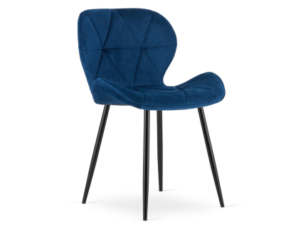 Moderní jídelní židle MANGO VELVET modrá s černými nohami
