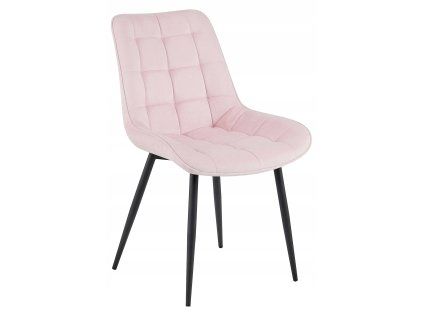 Růžová sametová židle BERA s černými nohami moderní design do interiéru