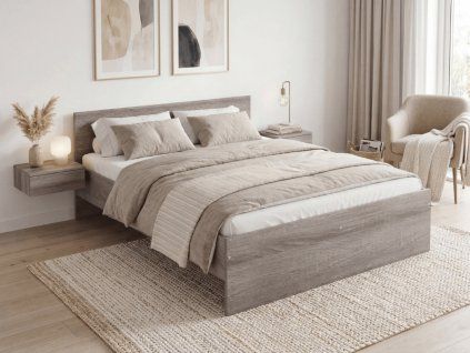 Postel ELISA 160 x 200 cm dub lanýž moderní dvoulůžko do ložnice