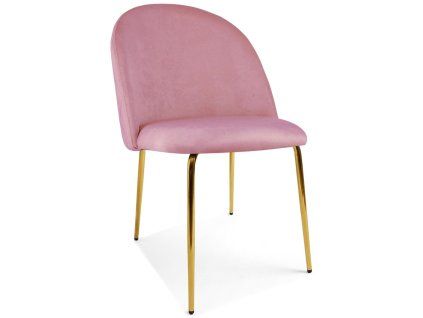 Moderní jídelní židle INCA VELVET růžová se zlatými nohami