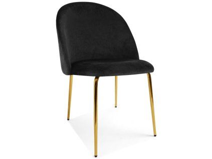 Moderní jídelní židle INCA VELVET černá se zlatými nohami