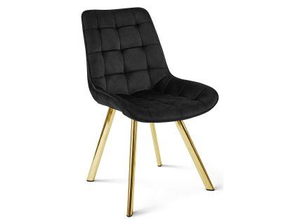 Elegantní jídelní židle SORIA VELVET černá se zlatými nohami