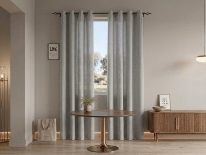 Světle šedý závěs TAVIO 140x250 cm s kovovými kroužky