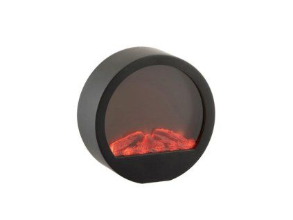 LED dekorace kulatý krb COZY WARM 35x34,5 cm, černý s realistickým efektem plamenů