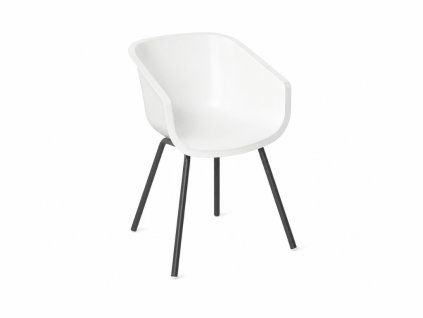 Moderní jídelní židle AMALIA RONDO, bílá s područkami pro interiér, terasu i zahradu v minimalistickém stylu