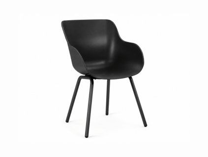 Moderní jídelní židle AMAYA RONDO, černá s područkami pro interiér, terasu i zahradu v elegantním stylu