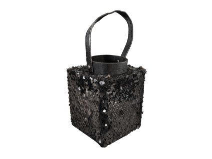 Lucerna s flitry LOFTY GLAM 20 cm černá s elegantním třpytivým designem