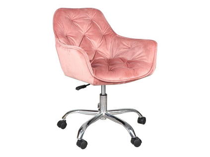 Moderní kancelářské křeslo Q-190 VELVET starorůžové s chromovaným podstavcem