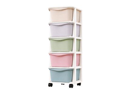 Regál na kolečkách se zásuvkami TONES 97x36x36 cm, barevný do dětského pokoje