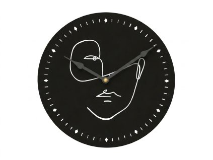 Nástěnné hodiny LINE FACE 29 cm, černé