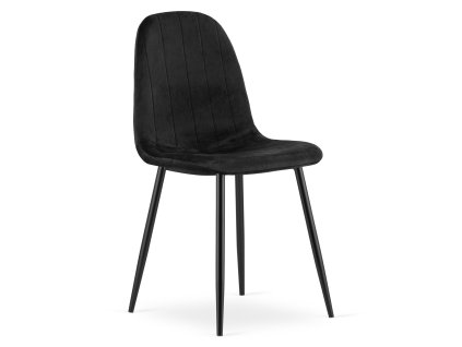 Jídelní židle PADVA VELVET s černými nohami, černá s elegantním sametovým čalouněním
