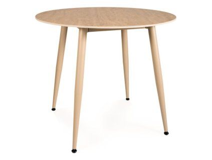 Kulatý jídelní stůl NELVO 90 cm, travertine/kašmír v moderním designu